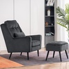 image:imageMCombo Velvet Accent Chair with Ottoman Modern Armchair for Small Space Living Room Office Reception Fabric 4278 Dark GreyGrey