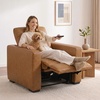 image:imageMCombo Wall Hugger Power Recliner Chair for Adult ST280 Black  256 ExtraWide Recliner Power Headrest Zero Gravity USB A amp C Charge Ports Living Room Breathable Faux LeatherCognac Tan