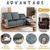 image:imageMCombo Waterproof Recliner Chair Cover Velvet Non Slip Recliner Cover with Pockets Furniture Protector Washable Recliner Slipcovers for Pets Kids Dark Grey 3 SeatDark Grey