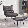 image:imageMCombo Wingback Accent Chair with Ottoman Modern Bronzing Fabric Upholstered Club Chair for Small Space Living Room 4400 Dark GreyDark Grey