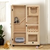 image:imageMCombo Wooden Cat Houses for Indoor Cats Luxury Kitten House with Scratching Pad Lockable Doors Wheels CT090