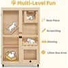 image:imageMCombo Wooden Cat Houses for Indoor Cats Luxury Kitten House with Scratching Pad Lockable Doors Wheels CT090