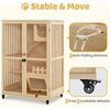 image:imageMCombo Wooden Cat Houses for Indoor Cats Luxury Kitten House with Scratching Pad Lockable Doors Wheels CT090