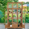 image:imageMCombo Wooden Greenhouse Outdoor Greenhouse with Adjustable Roof Vent and 6 Lockable Door for BackyardOutdoor Use 48 x 388 x 839 Inches 0851 Dark GreyNatural