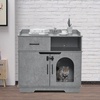 image:imageMCombo XLarge Cat Litter Box Furniture Hidden with Drawer Pet Enclosed Litter Bench Wooden Hideaway Extra Large Indoor Cat House Kitten Washroom Storage Bench CT46Grey