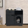 image:imageMCombo XLarge Cat Litter Box Furniture Hidden with Drawer Pet Enclosed Litter Bench Wooden Hideaway Extra Large Indoor Cat House Kitten Washroom Storage Bench CT46Black