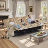 image:imageMCombo Zero Gravity Power Reclining Sofa with Heat and Vibration Massage 3 Seater Reclining Couch with USB Ports Cup Holders for Living Room Fabric PR648SET BeigeBeige