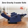 image:imageMCombo Zero Gravity Power Reclining Sofa with Heat and Vibration Massage 3 Seater Reclining Couch with USB Ports Cup Holders for Living Room Fabric PR648SET BeigeNavy Blue