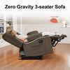 image:imageMCombo Zero Gravity Power Reclining Sofa with Heat and Vibration Massage 3 Seater Reclining Couch with USB Ports Cup Holders for Living Room Fabric PR648SET BeigeDark Brown