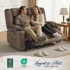 image:imageMCombo Zero Gravity Power Reclining Sofa with Heat and Vibration Massage 3 Seater Reclining Couch with USB Ports Cup Holders for Living Room Fabric PR648SET BeigeDark Brown