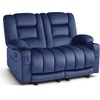 image:imageMCombo Zero Gravity Power Reclining Sofa with Heat and Vibration Massage 3 Seater Reclining Couch with USB Ports Cup Holders for Living Room Fabric PR648SET BeigeNavy Blue