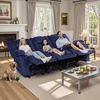 image:imageMCombo Zero Gravity Power Reclining Sofa with Heat and Vibration Massage 3 Seater Reclining Couch with USB Ports Cup Holders for Living Room Fabric PR648SET BeigeNavy Blue