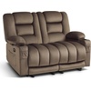 image:imageMCombo Zero Gravity Power Reclining Sofa with Heat and Vibration Massage 3 Seater Reclining Couch with USB Ports Cup Holders for Living Room Fabric PR648SET BeigeDark Brown