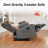 image:imageMCombo Zero Gravity Power Reclining Sofa with Heat and Vibration Massage 3 Seater Reclining Couch with USB Ports Cup Holders for Living Room Fabric PR648SET BeigeGrey