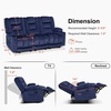 image:imageMCombo Zero Gravity Power Reclining Sofa with Heat and Vibration Massage 3 Seater Reclining Couch with USB Ports Cup Holders for Living Room Fabric PR648SET BeigeNavy Blue