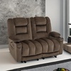 image:imageMCombo Zero Gravity Power Reclining Sofa with Heat and Vibration Massage 3 Seater Reclining Couch with USB Ports Cup Holders for Living Room Fabric PR648SET BeigeDark Brown