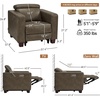 image:imageMCombo Zero Wall Hugger Power Recliner Chair for Adult HL128 Ginger  Power Headrest USB A amp C Charge Ports Small Spaces Solid Wood Legs Breathable Faux LeatherGrey