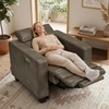 image:imageMCombo Zero Wall Hugger Power Recliner Chair for Adult HL128 Ginger  Power Headrest USB A amp C Charge Ports Small Spaces Solid Wood Legs Breathable Faux LeatherGrey