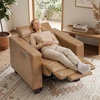 image:imageMCombo Zero Wall Hugger Power Recliner Chair for Adult HL128 Ginger  Power Headrest USB A amp C Charge Ports Small Spaces Solid Wood Legs Breathable Faux LeatherToast