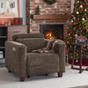 image:imageMCombo Zero Wall Recliner Chair Wall Hugger Power Recliner Chair with Adjustable Headrest High Wood Leg USB amp Type C Dual Charge Ports for Living Room Small Spaces HL128 Textile GreyBrown