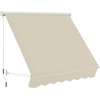 image:imageMacrout 63 Patio Window Awning for Door Entrance Aluminum Fully Assembled Manual Retractable Sunshade Canopy WA416 Dark Grey 63Beige