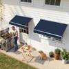 image:imageMacrout 63 Patio Window Awning for Door Entrance Aluminum Fully Assembled Manual Retractable Sunshade Canopy WA416 Dark Grey 63Dark Blue