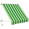 image:imageMacrout 63 Patio Window Awning for Door Entrance Aluminum Fully Assembled Manual Retractable Sunshade Canopy WA416 Dark Grey 63Green Stripes