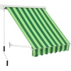 image:imageMacrout 63 Patio Window Awning for Door Entrance Aluminum Fully Assembled Manual Retractable Sunshade Canopy WA416 Dark Grey 63Green Stripes