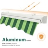 image:imageMacrout 63 Patio Window Awning for Door Entrance Aluminum Fully Assembled Manual Retractable Sunshade Canopy WA416 Dark Grey 63Green Stripes