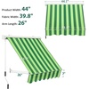 image:imageMacrout 63 Patio Window Awning for Door Entrance Aluminum Fully Assembled Manual Retractable Sunshade Canopy WA416 Dark Grey 63Green Stripes