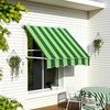 image:imageMacrout 63 Patio Window Awning for Door Entrance Aluminum Fully Assembled Manual Retractable Sunshade Canopy WA416 Dark Grey 63Green Stripes