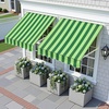image:imageMacrout 63 Patio Window Awning for Door Entrance Aluminum Fully Assembled Manual Retractable Sunshade Canopy WA416 Dark Grey 63Green Stripes