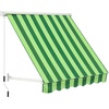 image:imageMacrout 63 Patio Window Awning for Door Entrance Aluminum Fully Assembled Manual Retractable Sunshade Canopy WA416 Dark Grey 63Green Stripes