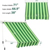 image:imageMacrout 63 Patio Window Awning for Door Entrance Aluminum Fully Assembled Manual Retractable Sunshade Canopy WA416 Dark Grey 63Green Stripes
