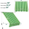 image:imageMacrout 63 Patio Window Awning for Door Entrance Aluminum Fully Assembled Manual Retractable Sunshade Canopy WA416 Dark Grey 63Green Stripes