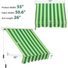 image:imageMacrout 63 Patio Window Awning for Door Entrance Aluminum Fully Assembled Manual Retractable Sunshade Canopy WA416 Dark Grey 63Green Stripes