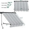 image:imageMacrout 63 Patio Window Awning for Door Entrance Aluminum Fully Assembled Manual Retractable Sunshade Canopy WA416 Dark Grey 63Grey with White Stripes