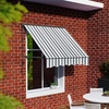 image:imageMacrout 63 Patio Window Awning for Door Entrance Aluminum Fully Assembled Manual Retractable Sunshade Canopy WA416 Dark Grey 63Grey with White Stripes