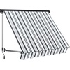 image:imageMacrout 63 Patio Window Awning for Door Entrance Aluminum Fully Assembled Manual Retractable Sunshade Canopy WA416 Dark Grey 63Grey with White Stripes