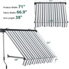 image:imageMacrout 63 Patio Window Awning for Door Entrance Aluminum Fully Assembled Manual Retractable Sunshade Canopy WA416 Dark Grey 63Grey with White Stripes