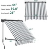 image:imageMacrout 63 Patio Window Awning for Door Entrance Aluminum Fully Assembled Manual Retractable Sunshade Canopy WA416 Dark Grey 63Grey with White Stripes
