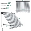 image:imageMacrout 63 Patio Window Awning for Door Entrance Aluminum Fully Assembled Manual Retractable Sunshade Canopy WA416 Dark Grey 63Grey with White Stripes