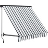 image:imageMacrout 63 Patio Window Awning for Door Entrance Aluminum Fully Assembled Manual Retractable Sunshade Canopy WA416 Dark Grey 63Grey with White Stripes