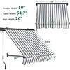 image:imageMacrout 63 Patio Window Awning for Door Entrance Aluminum Fully Assembled Manual Retractable Sunshade Canopy WA416 Dark Grey 63Grey with White Stripes