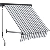 image:imageMacrout 63 Patio Window Awning for Door Entrance Aluminum Fully Assembled Manual Retractable Sunshade Canopy WA416 Dark Grey 63Grey with White Stripes
