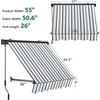 image:imageMacrout 63 Patio Window Awning for Door Entrance Aluminum Fully Assembled Manual Retractable Sunshade Canopy WA416 Dark Grey 63Grey with White Stripes
