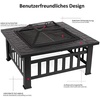 image:imageMcombo 32 Metal Fire Pit Square Table Backyard Patio Terrace Fire Bowl HeaterBBQIce Pit with Charcoal Rack Waterproof Cover 0039 Black