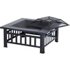 image:imageMcombo 32 Metal Fire Pit Square Table Backyard Patio Terrace Fire Bowl HeaterBBQIce Pit with Charcoal Rack Waterproof Cover 0039 Black