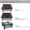 image:imageMcombo 32 Metal Fire Pit Square Table Backyard Patio Terrace Fire Bowl HeaterBBQIce Pit with Charcoal Rack Waterproof Cover 0039 Black
