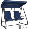 image:imageMCombo 2 Person Porch Swing Chair Outdoor Glider Chair with High Backrest Independent Swing Sets for Backyard Garden 4376 BurgundyDark Blue